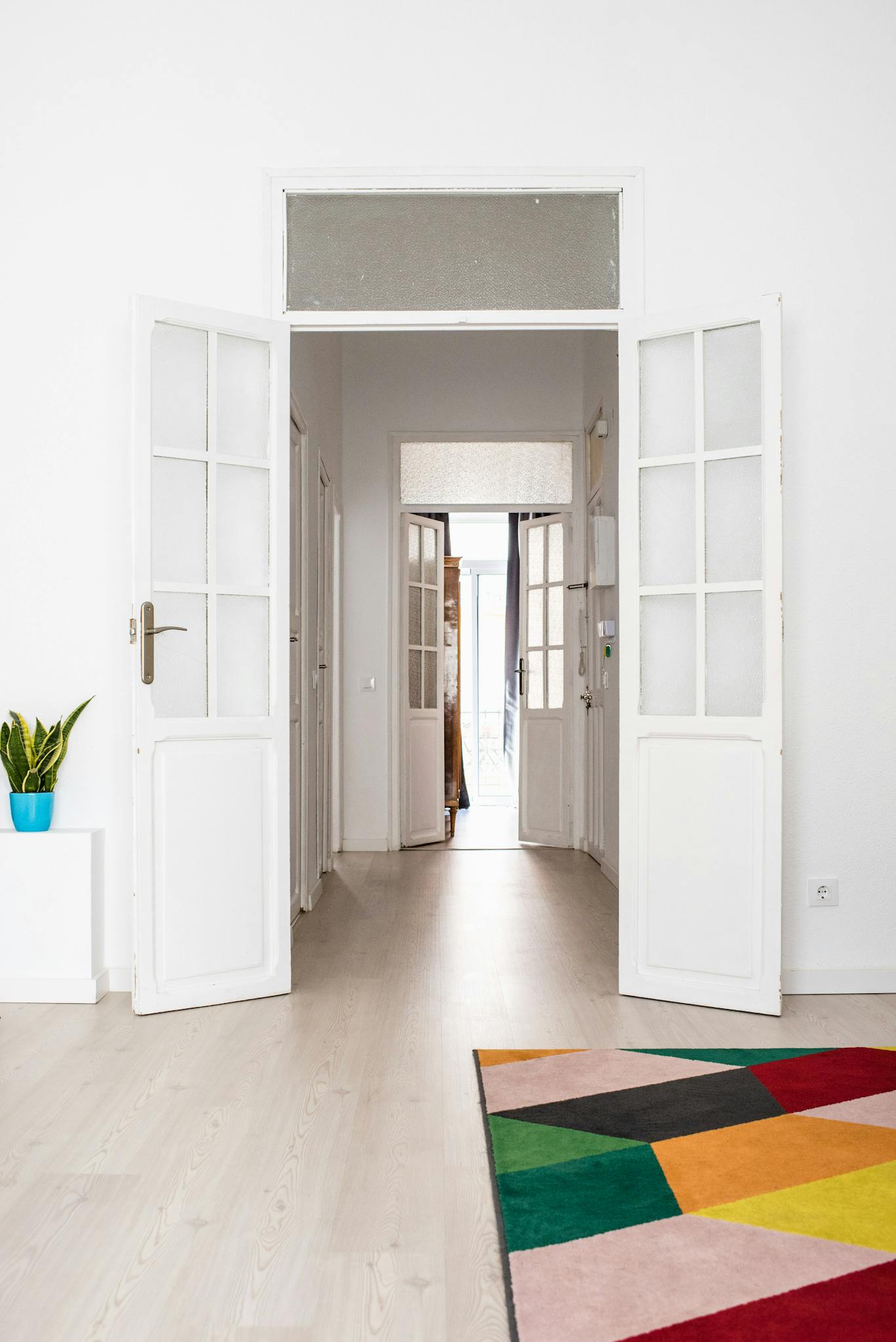 Wide Open White Wooden Door